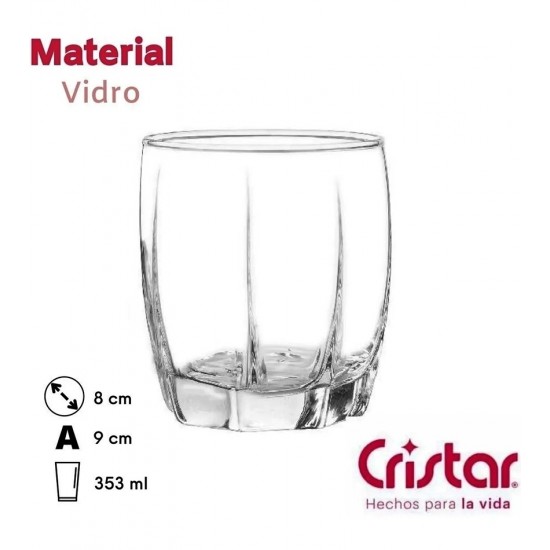 Copo 353ml Whisky Rocks 9,3 Altura Por 7,8cm Diâmetro De Vidro Amadeus